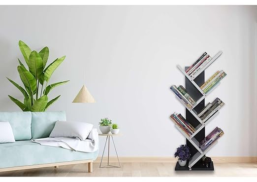 Wooden Tree Bookshelf – Freestanding Book Rack for Home & Office | 7-Tier V-Shaped Book Holder