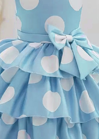 Elegant Baby Girl Party Dress – Polka Dot Ruffled Gown