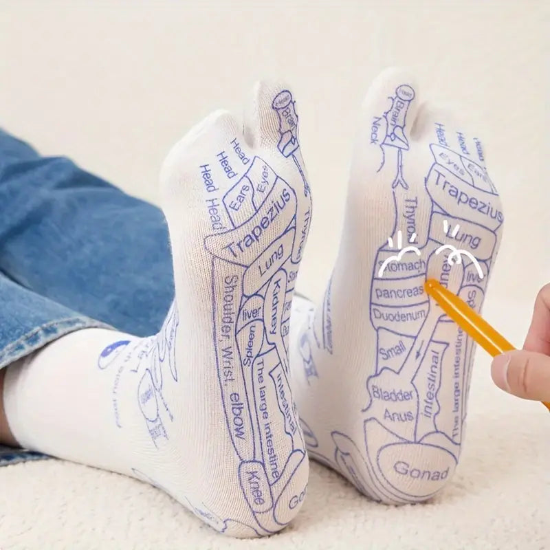 Foot Reflexology Socks with Massage Stick (2 Socks + 1 Stick)