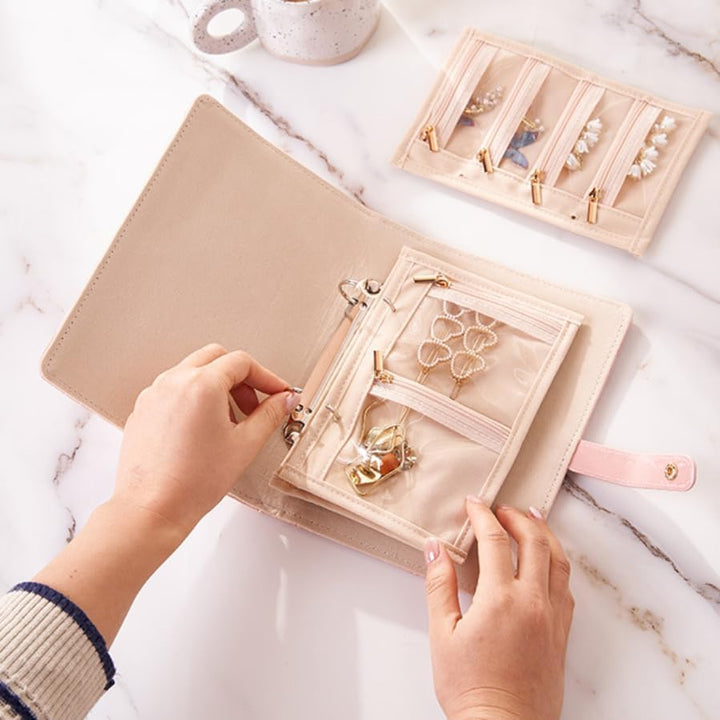 Premium Leather Jewellery Organizer Book (Pink)