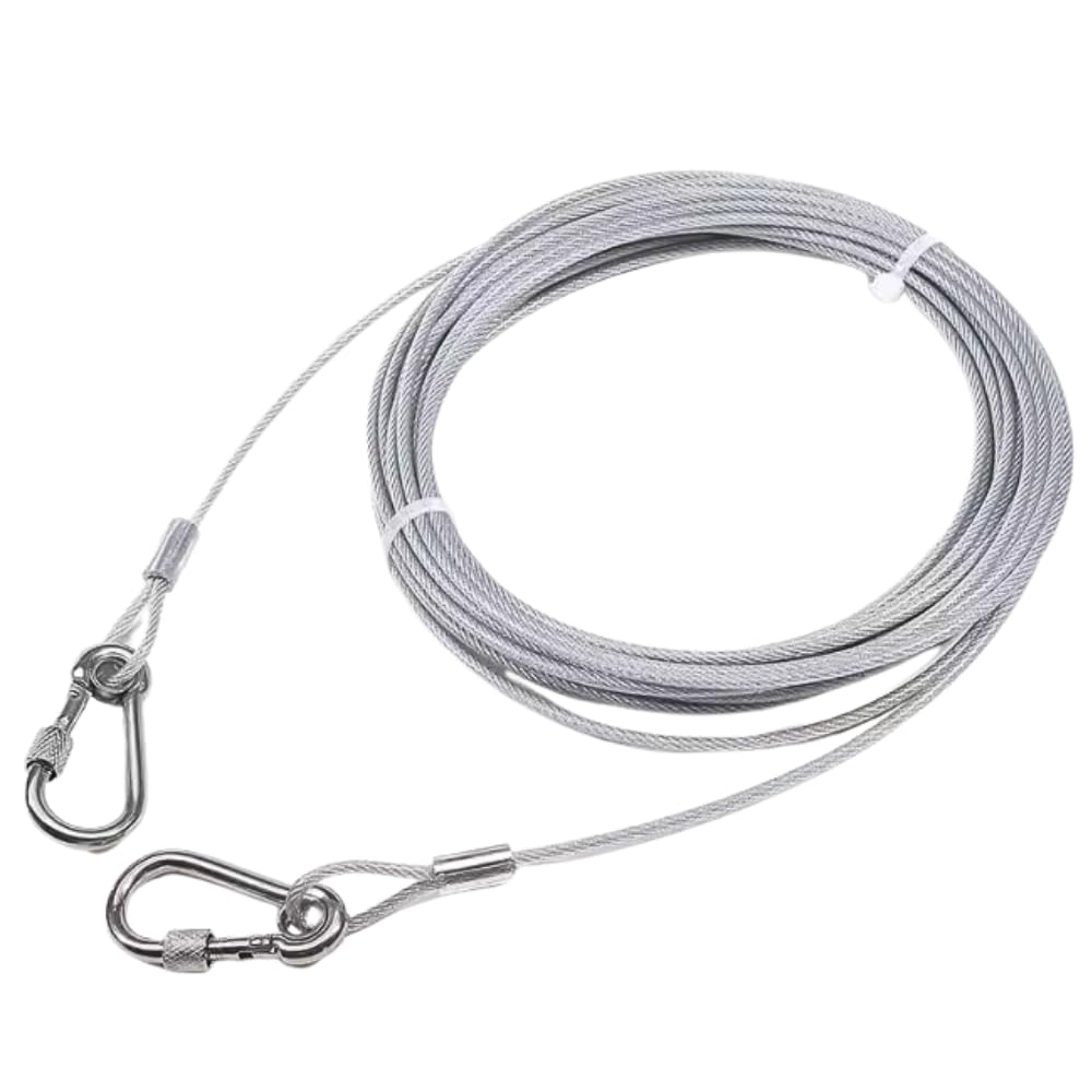 Heavy-Duty Stainless Steel PVC Coated Clothesline Rope with Locking Hooks - 10 Meter ((Extra Long))