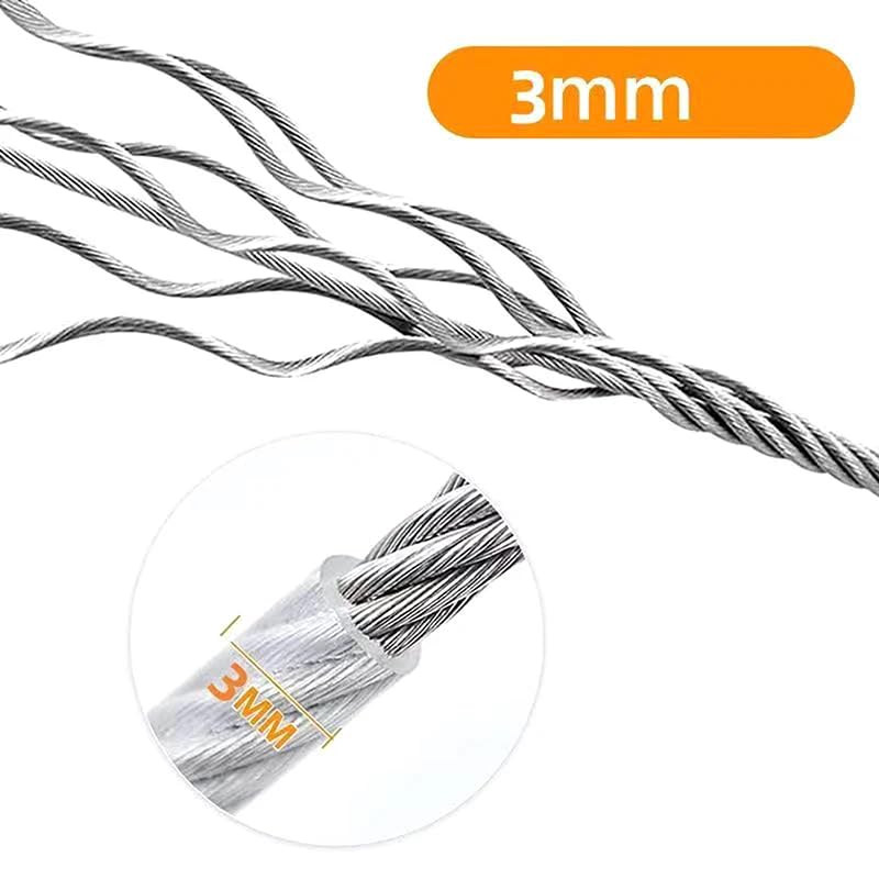 Heavy-Duty Stainless Steel PVC Coated Clothesline Rope with Locking Hooks - 10 Meter ((Extra Long))