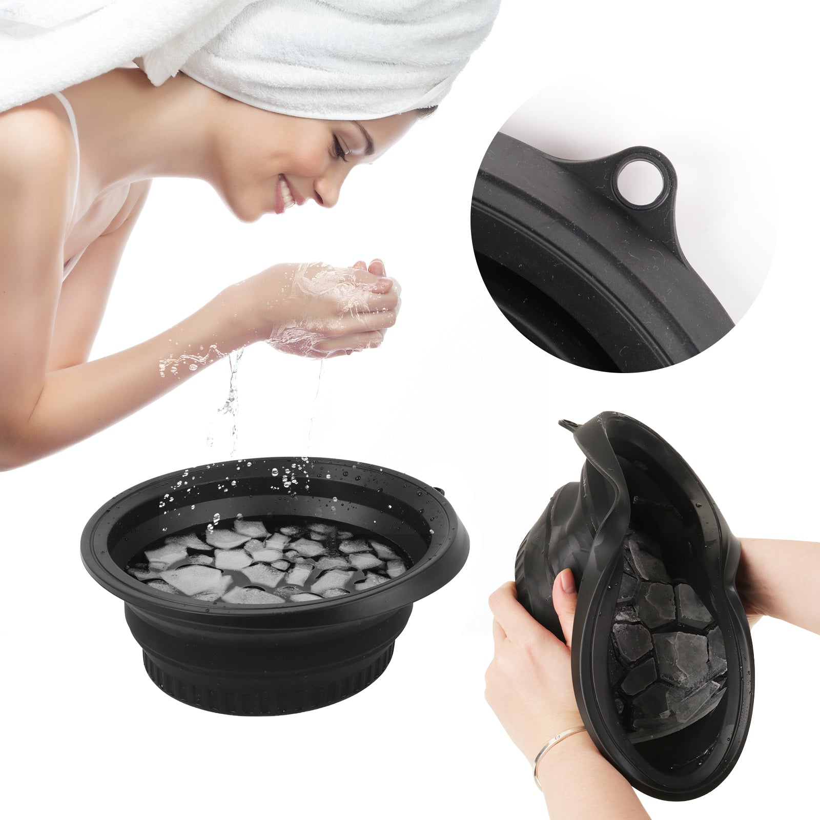 Collapsible Ice Facial Bowl – Portable Silicone Basin for Cold Therapy, Skin Tightening & Refreshing Face Wash