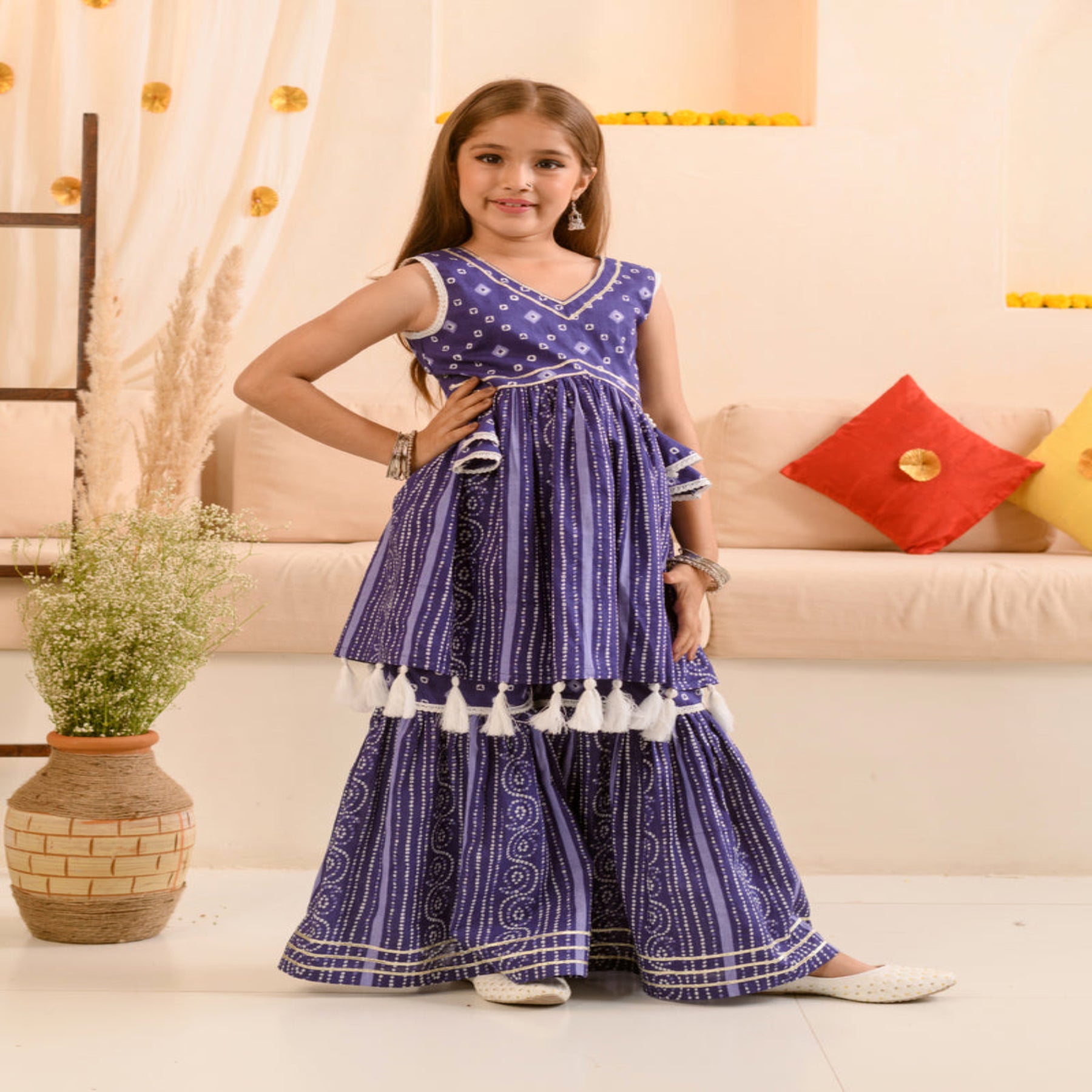 Traditional Bandhani Sharara Set for Girls – Ethnic & Festive Wear