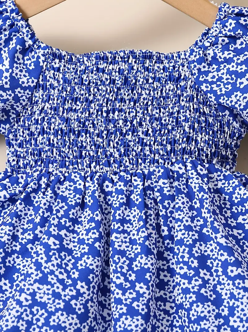 Adorable Baby Girl  Floral Dress – Summer Outfit with Puff Sleeves