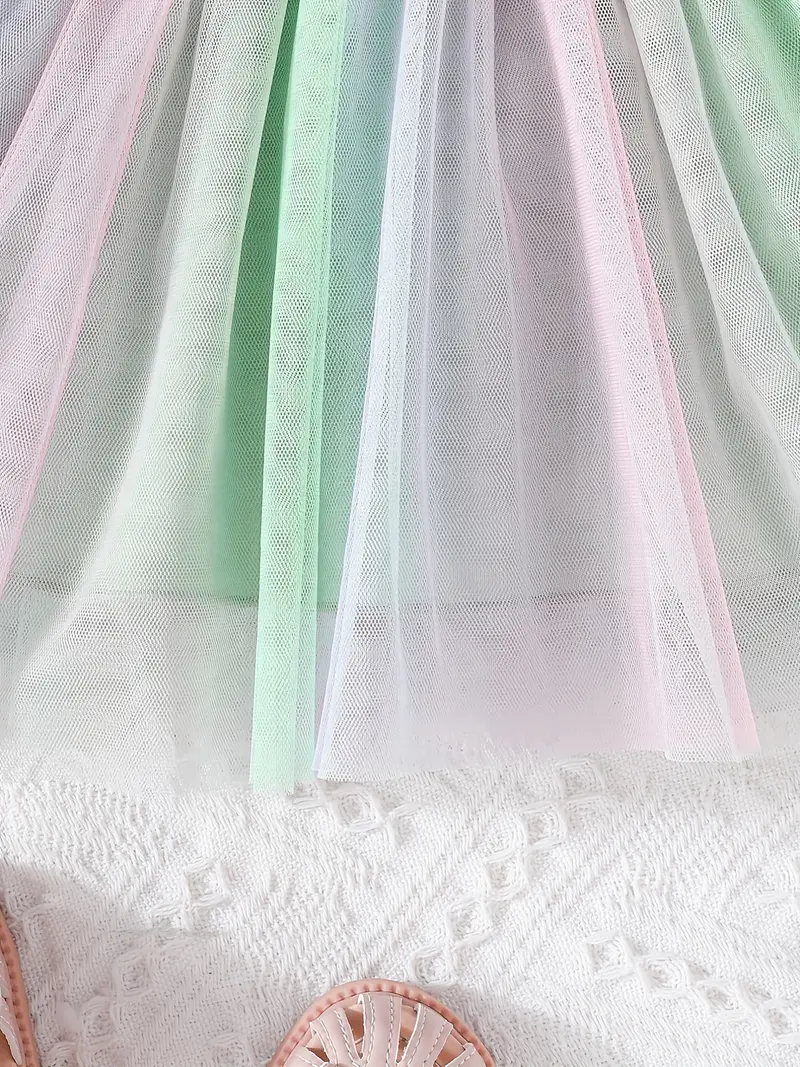 Elegant Pastel Princess Baby Girl Dress – Long Sleeve Ribbed Top with Tulle Skirt