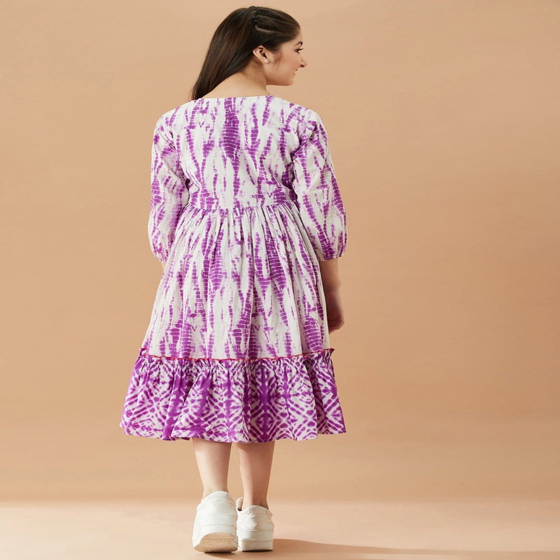 Stylish Tie-Dye Flared Dress for Girls – Trendy & Comfortable