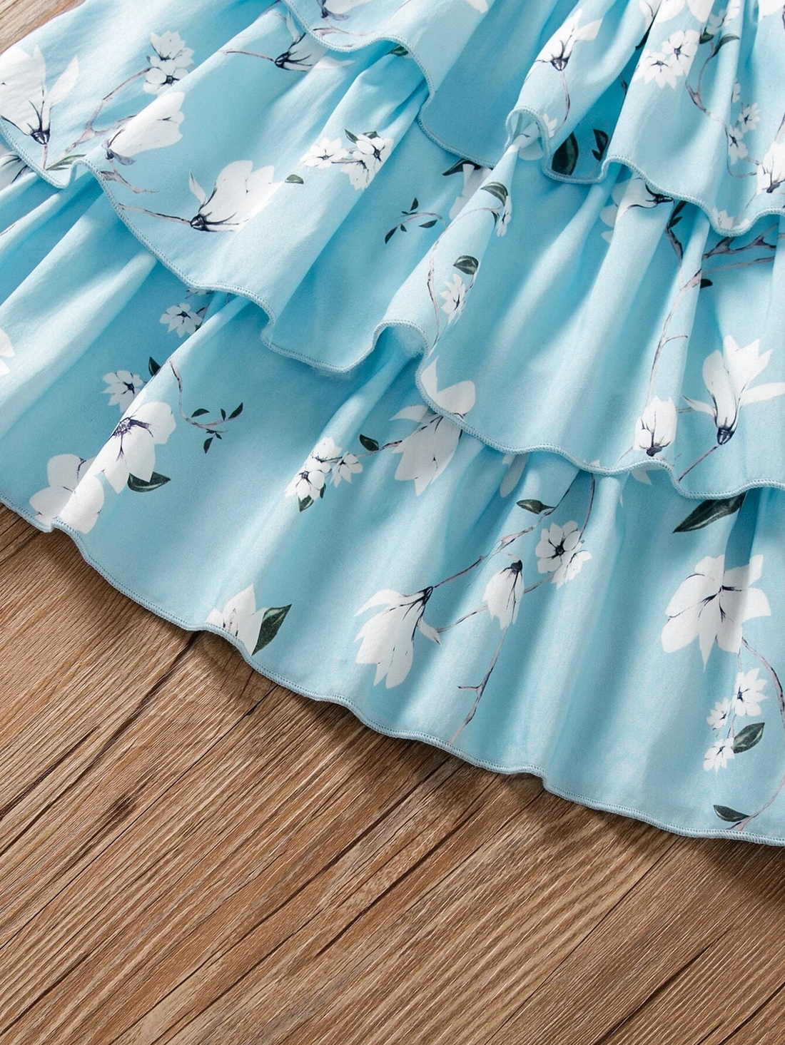 Elegant Floral Baby Girl Dress with Ruffle Layers