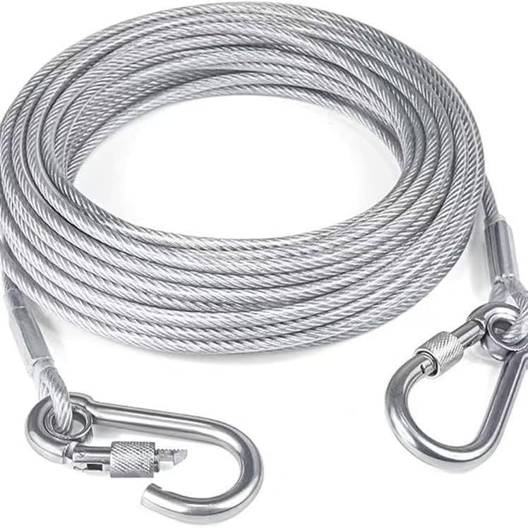Heavy-Duty Stainless Steel PVC Coated Clothesline Rope with Locking Hooks - 10 Meter ((Extra Long))