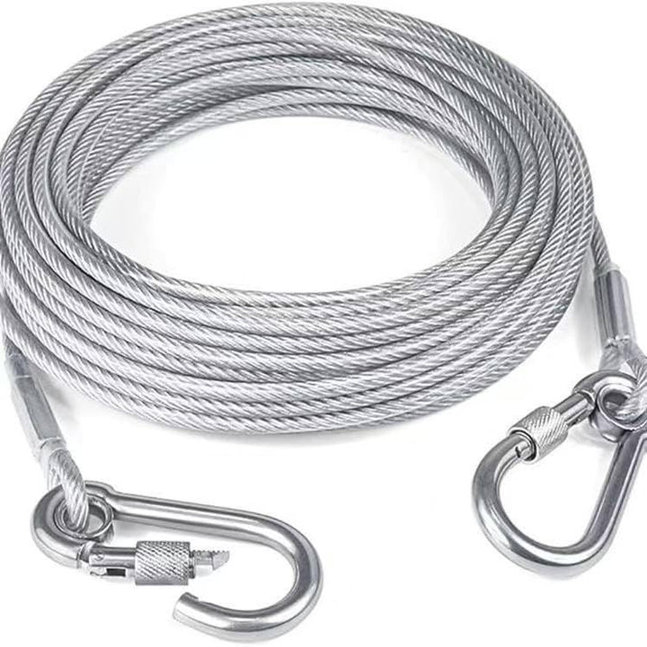 Heavy-Duty Stainless Steel PVC Coated Clothesline Rope with Locking Hooks - 10 Meter ((Extra Long))