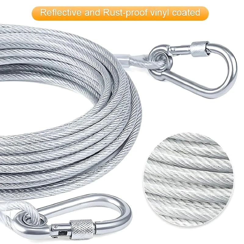 Heavy-Duty Stainless Steel PVC Coated Clothesline Rope with Locking Hooks - 10 Meter ((Extra Long))