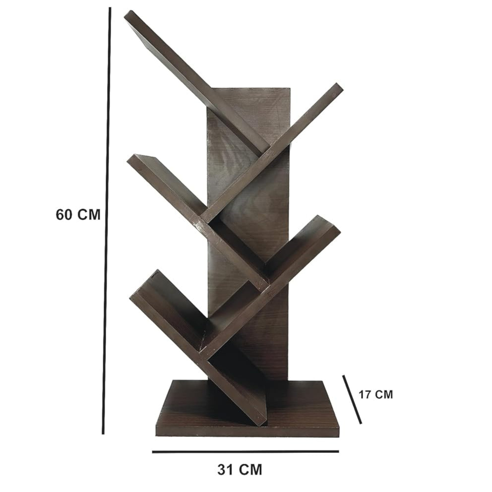 Wooden Tree Bookshelf – Freestanding Book Rack for Home & Office |  V-Shaped Book Holder