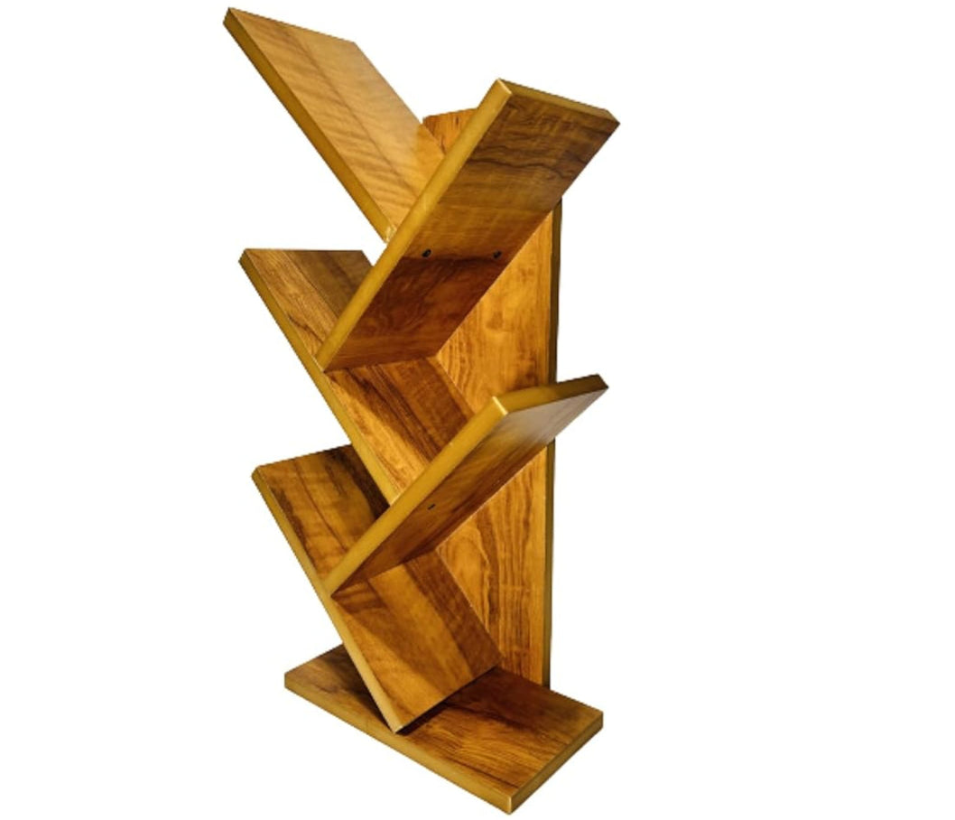 Wooden Tree Bookshelf – Freestanding Book Rack for Home & Office |  V-Shaped Book Holder