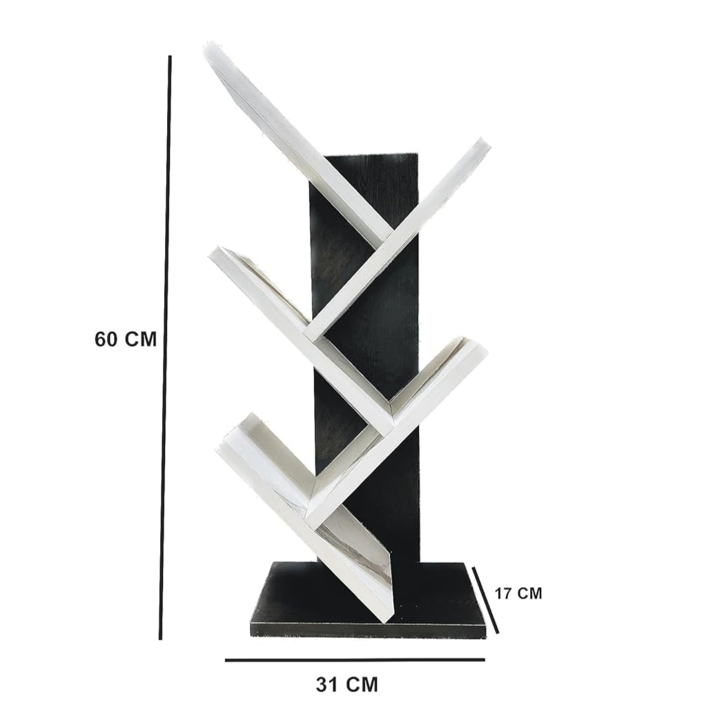 Wooden Tree Bookshelf – Freestanding Book Rack for Home & Office |  V-Shaped Book Holder
