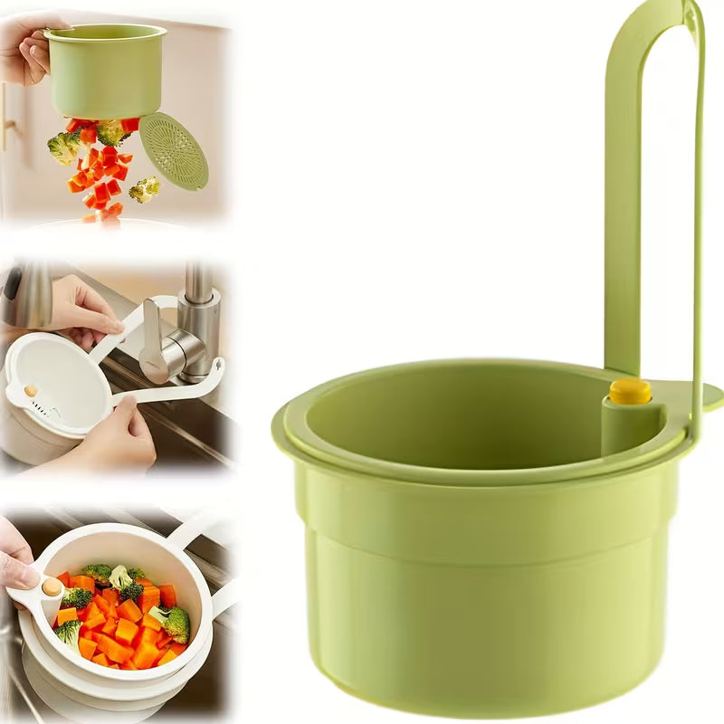 2-in-1 Press-to-Drain Kitchen Strainer Bowl – Multi-Function Fruit & Vegetable Washing Colander with Flip-Open Bottom Drain