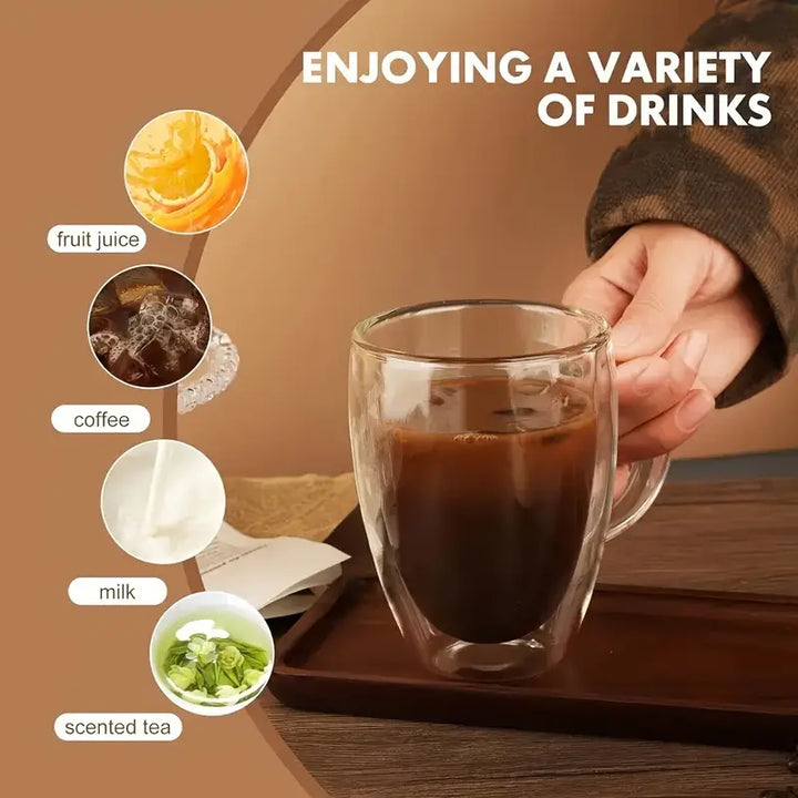 Transparent Double Wall Glass Coffee Mug – Heat Resistant Insulated Cup (Buy 1 Get 1 Free) 250 ml