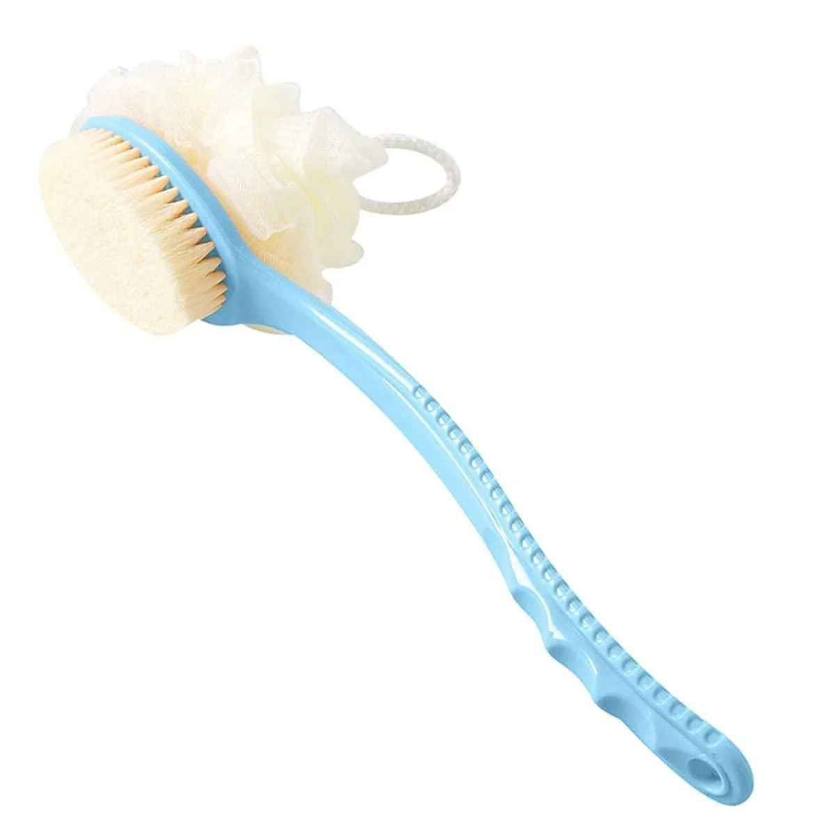 2-in-1 Long Handle Bath Brush & Loofah Back Scrubber