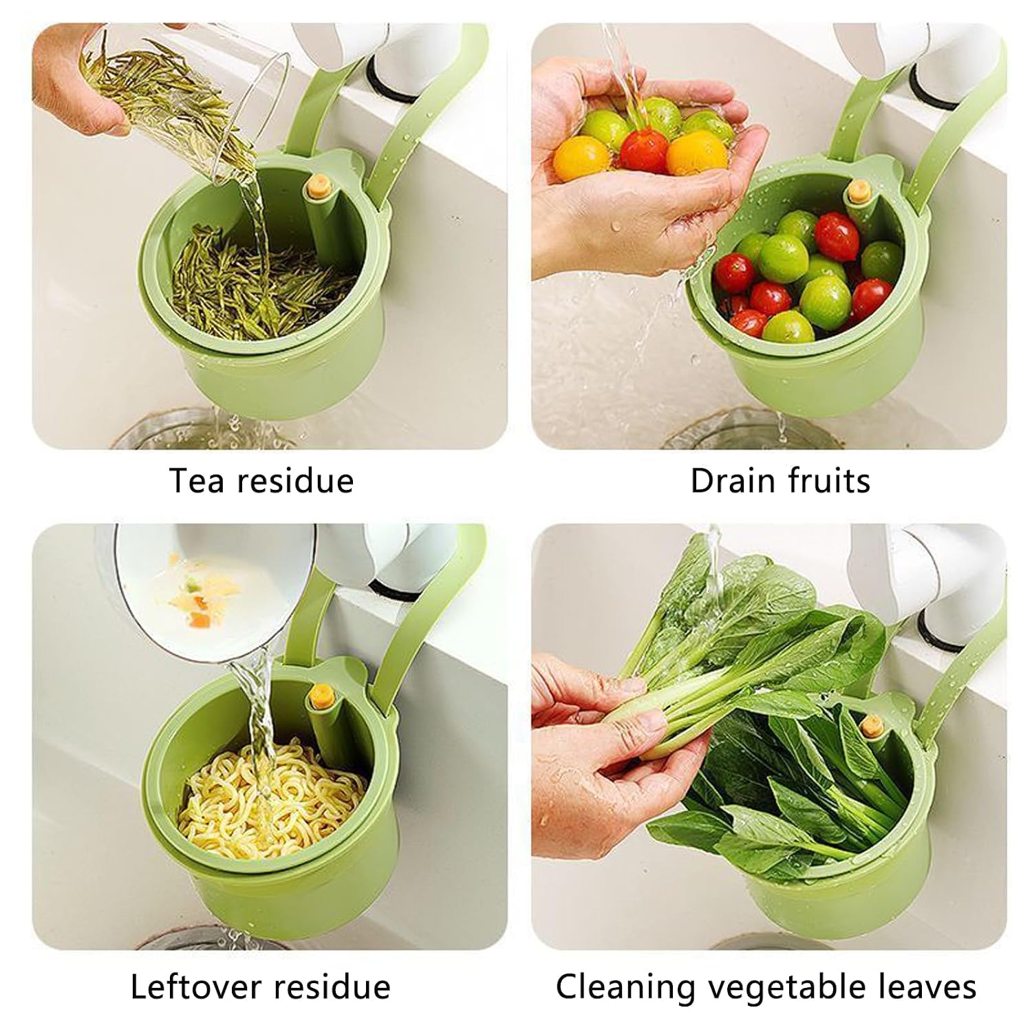 2-in-1 Press-to-Drain Kitchen Strainer Bowl – Multi-Function Fruit & Vegetable Washing Colander with Flip-Open Bottom Drain