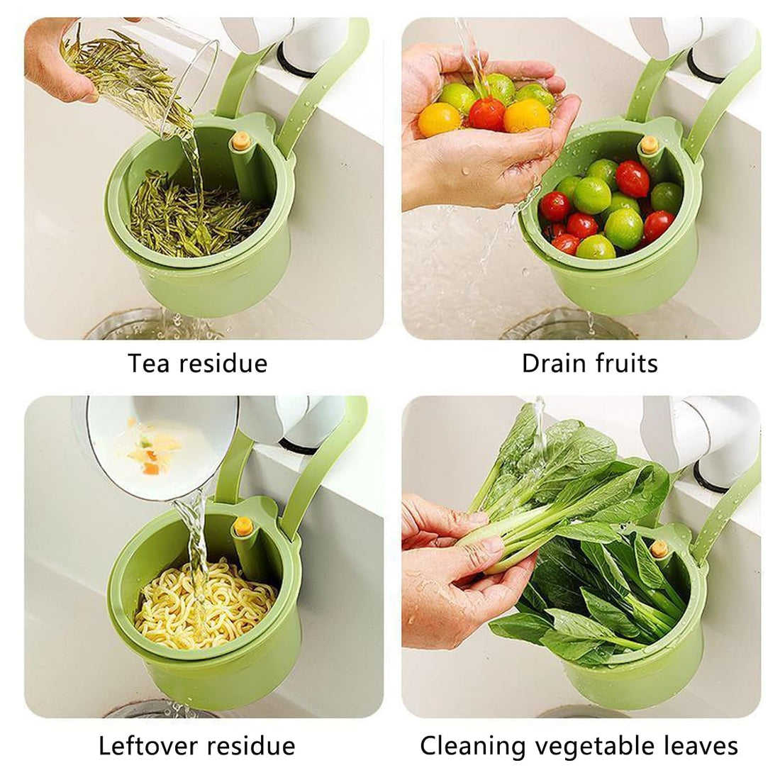 2-in-1 Press-to-Drain Kitchen Strainer Bowl – Multi-Function Fruit & Vegetable Washing Colander with Flip-Open Bottom Drain