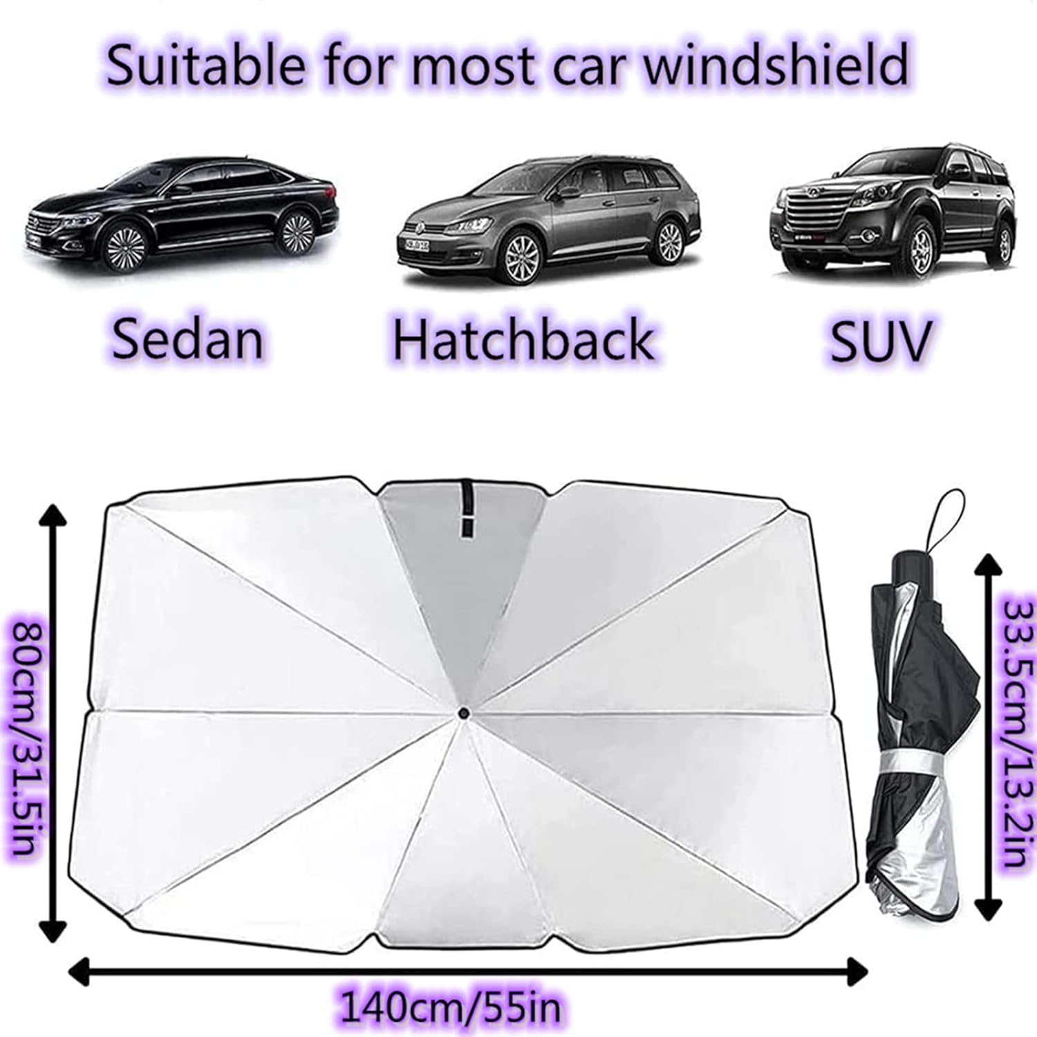 Foldable Car Windshield Sunshade Umbrella – UV Protection, Heat Blocker for Front Window