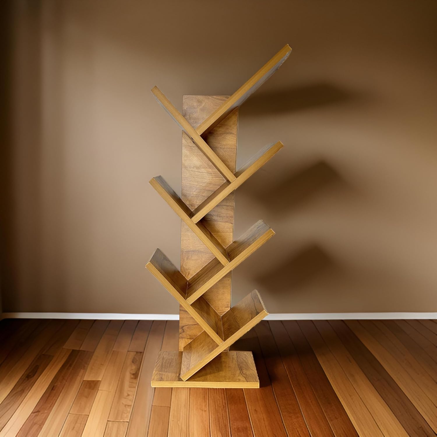 Wooden Tree Bookshelf – Freestanding Book Rack for Home & Office |  V-Shaped Book Holder