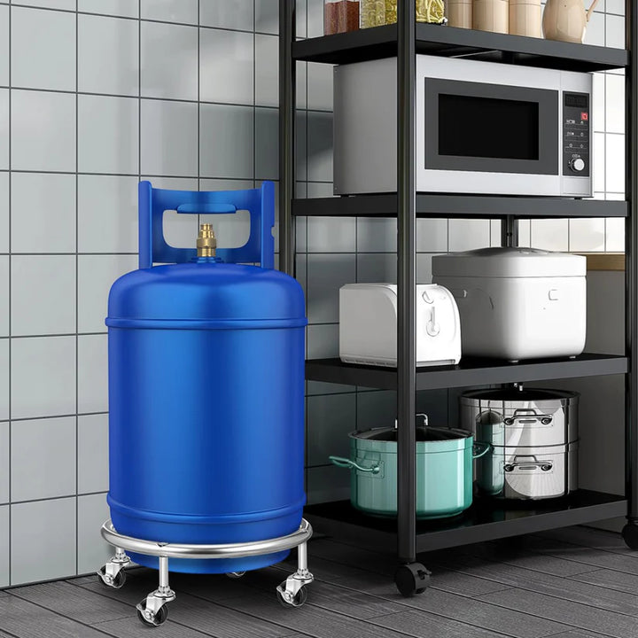 Stainless Steel Gas Cylinder Trolley Stand with 4 Wheels