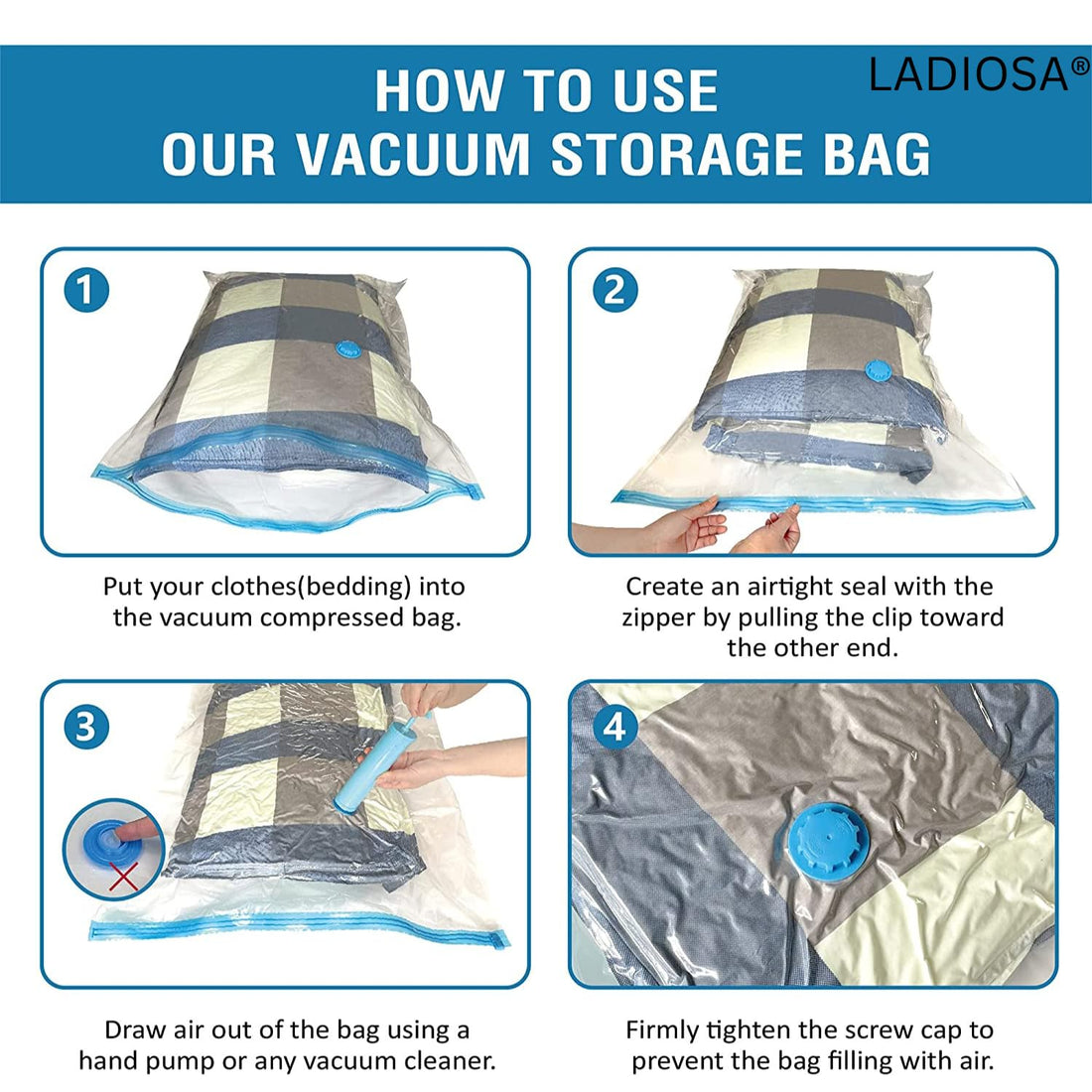 Vaccum Storage Bags (PUMP With PACK OF 5 Bag )