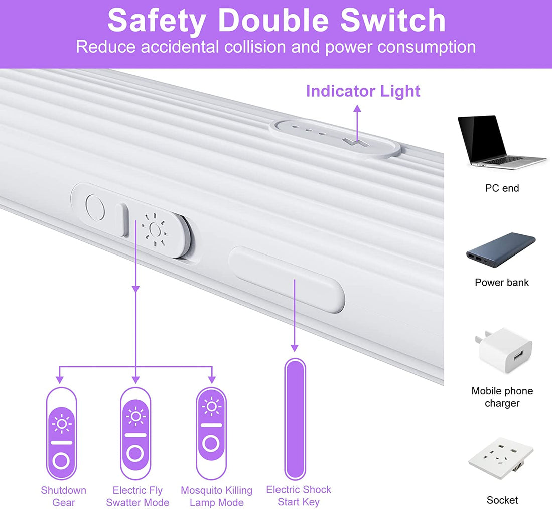 Mosquito Killer Bat Foldable & Rechargeable with LED Light Racket