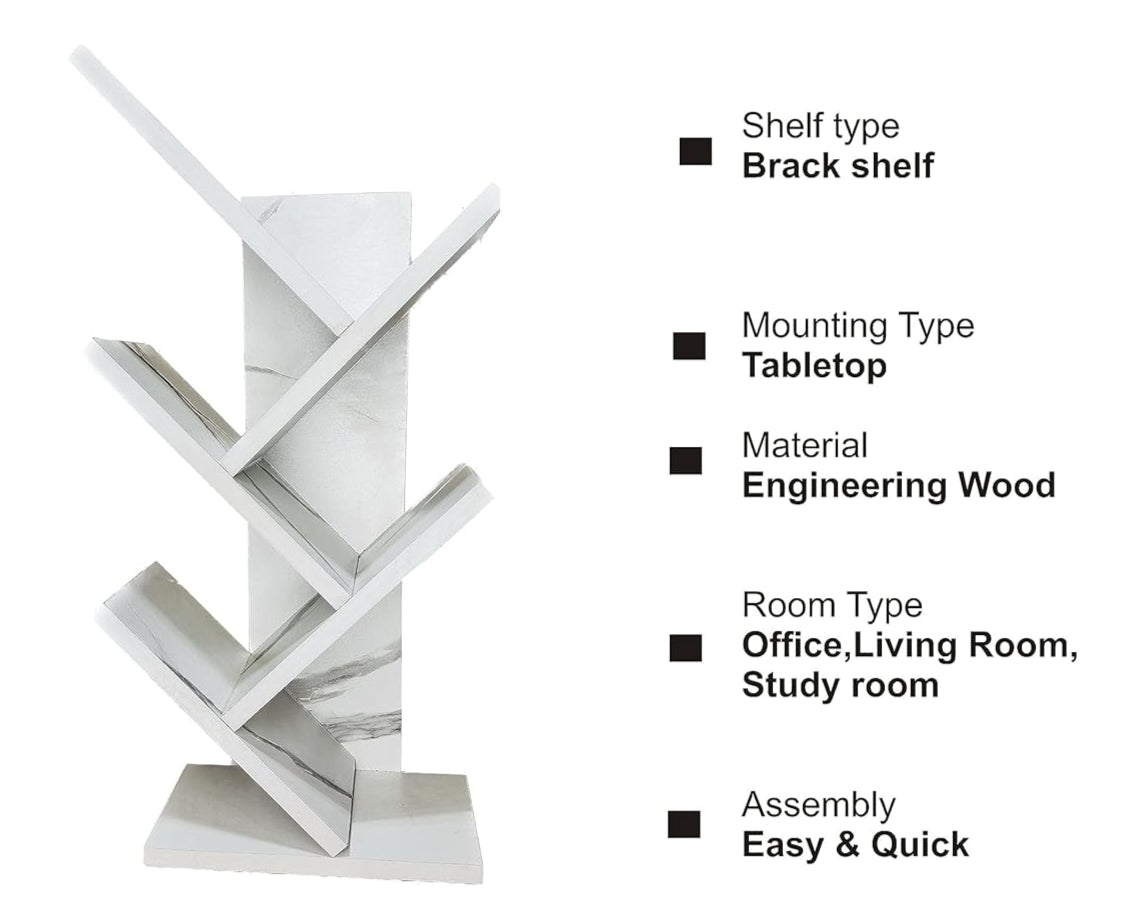 Wooden Tree Bookshelf – Freestanding Book Rack for Home & Office |  V-Shaped Book Holder