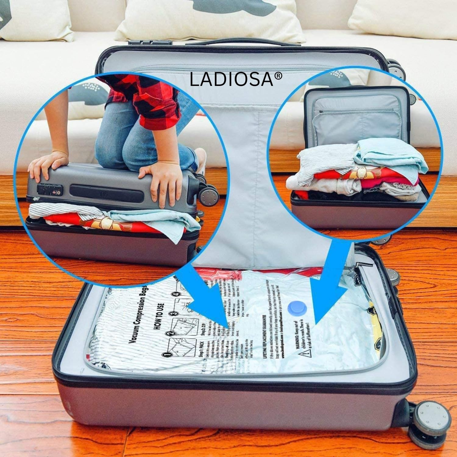 Vaccum Storage Bags (PUMP With PACK OF 5 Bag )