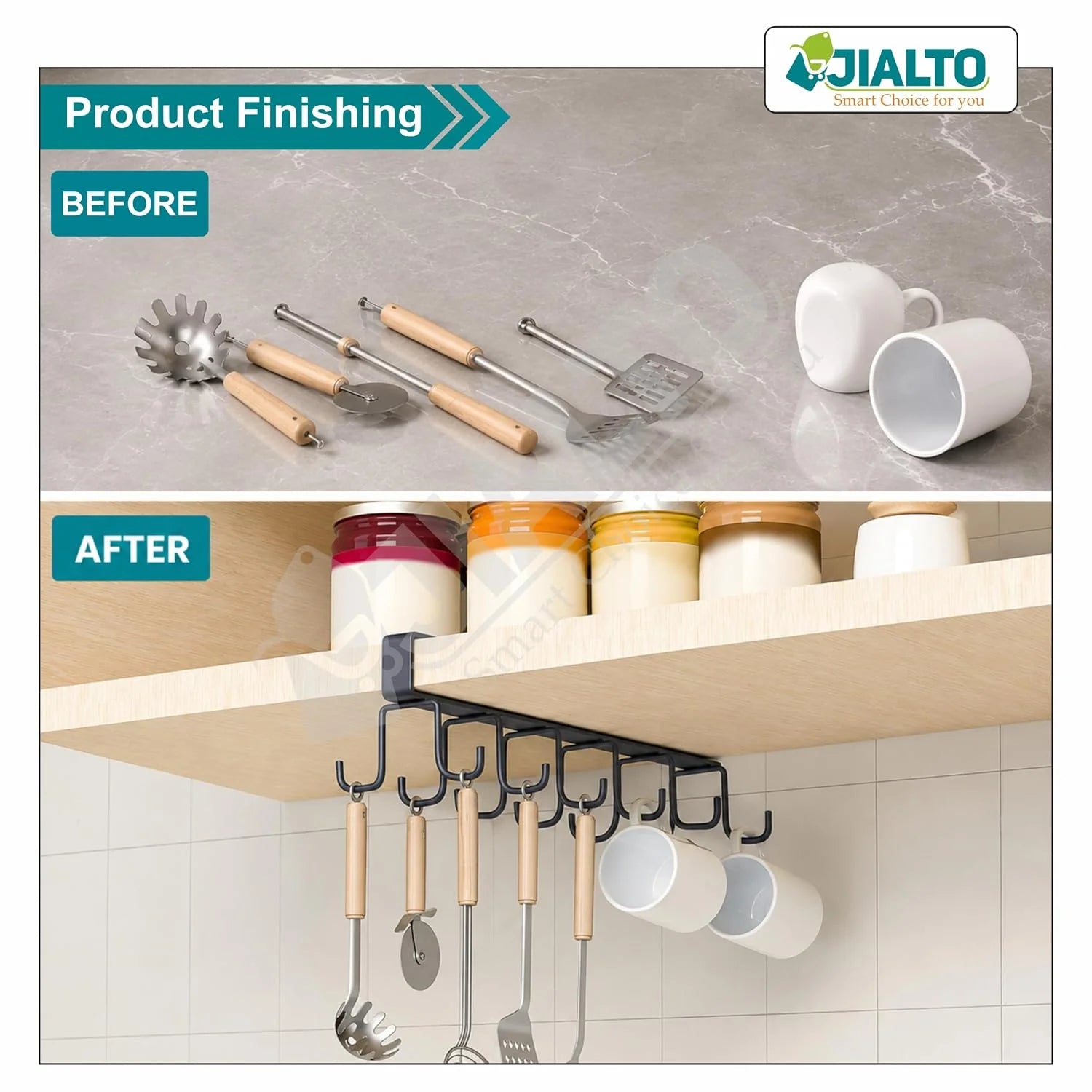 ABC Mall 1 Pcs Double-Row 12 Hooks for Kitchen Storage - Cupboard Hanging Organizer for Coffee, Tea Cups, Towels, and More | Versatile Metal Hooks for Home, Office