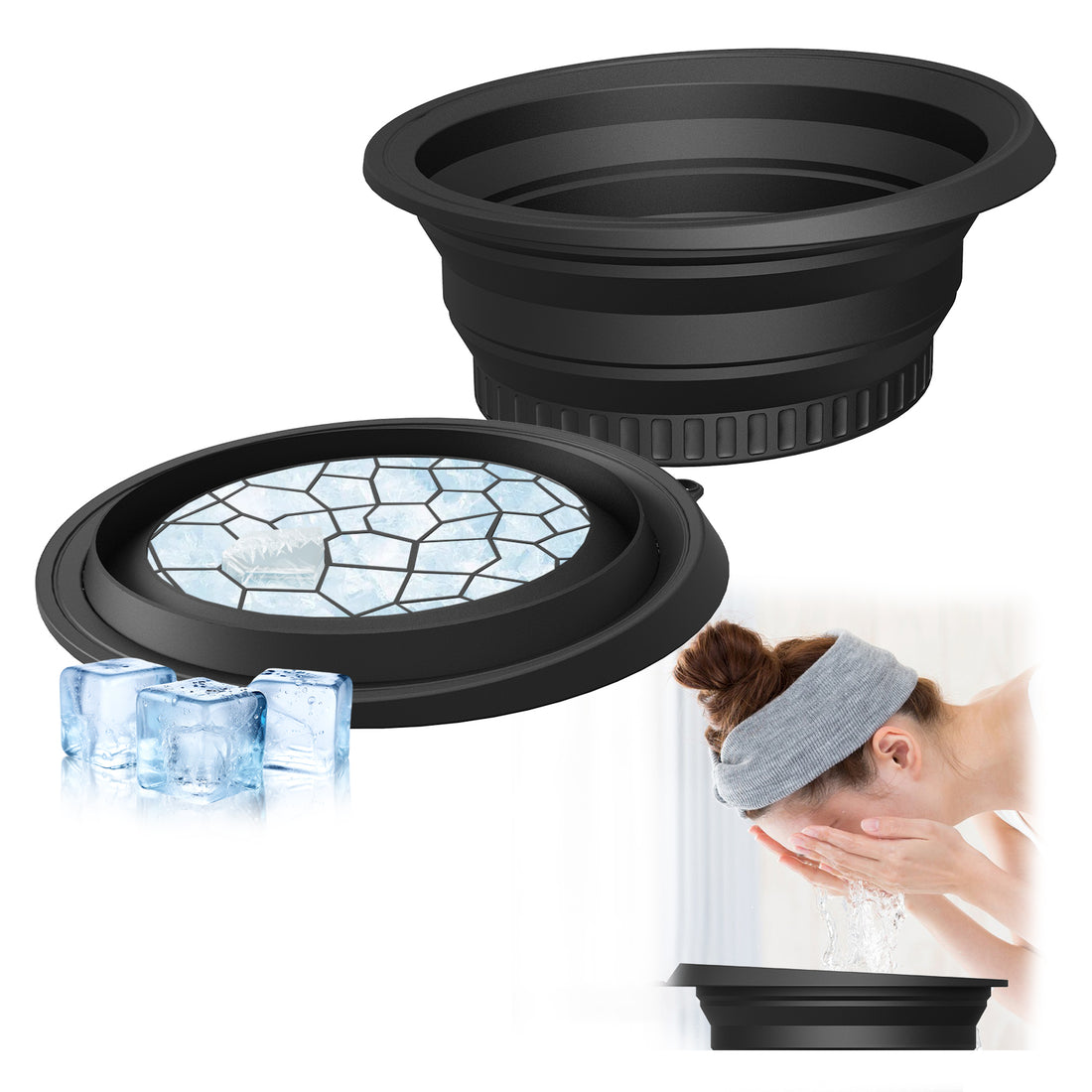Collapsible Ice Facial Bowl – Portable Silicone Basin for Cold Therapy, Skin Tightening & Refreshing Face Wash
