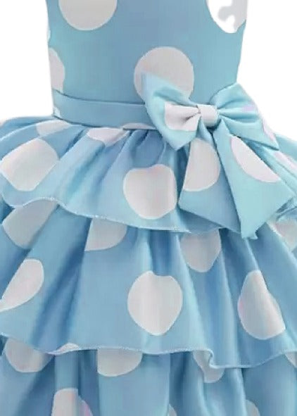 Elegant Baby Girl Party Dress – Polka Dot Ruffled Gown