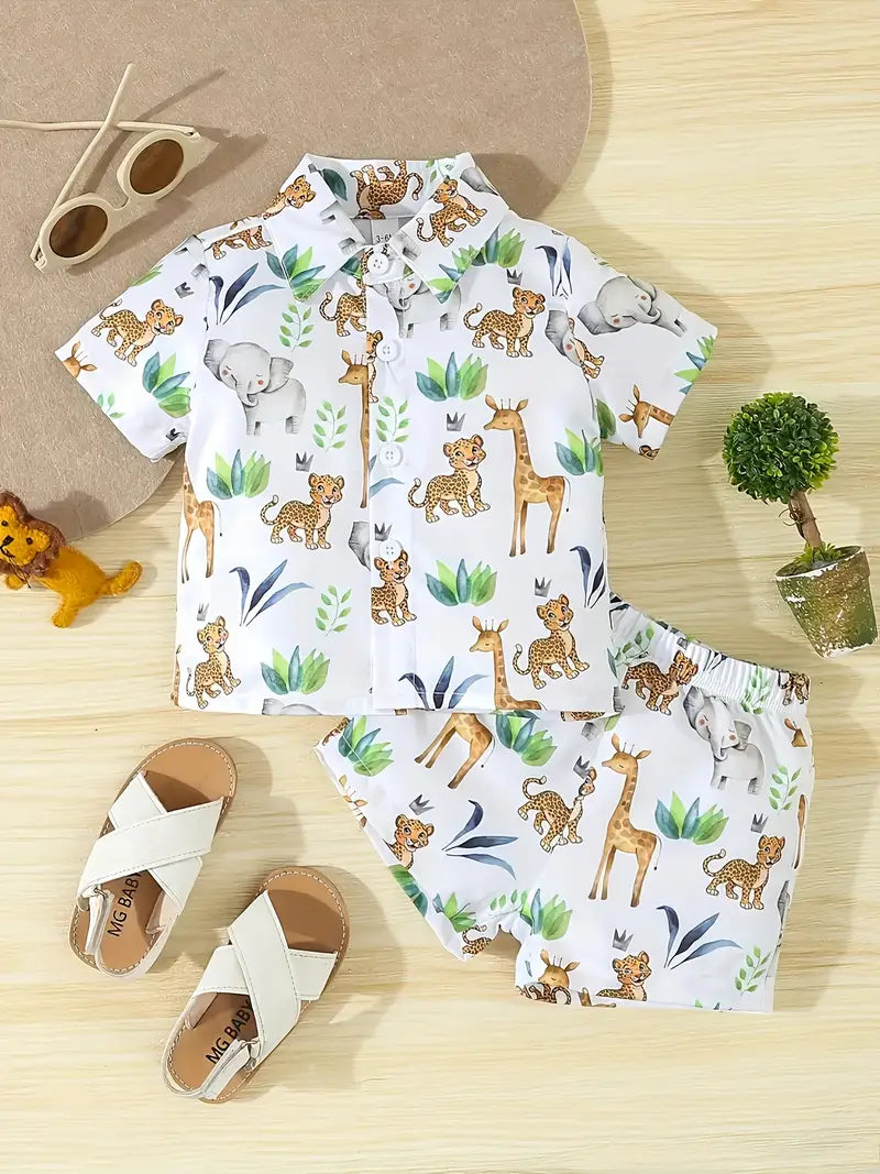 SAFARI SHIRT AND SHORTS Kids PRINTED Clothing CORD SET BOYS
