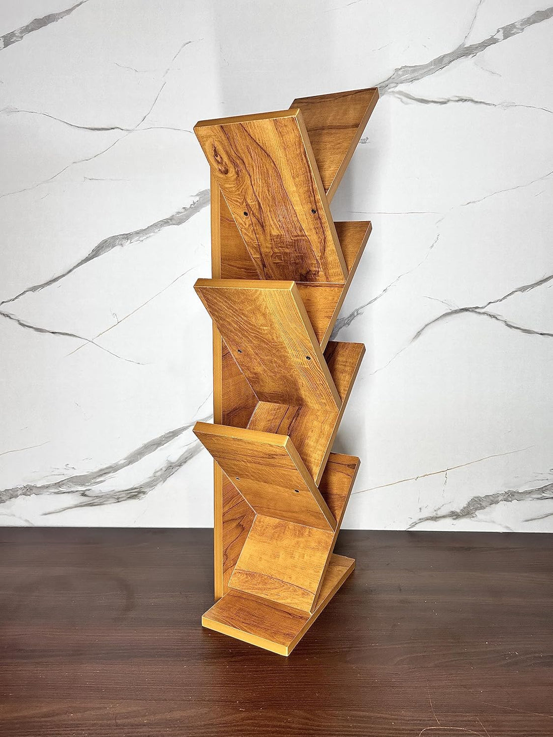 Wooden Tree Bookshelf – Freestanding Book Rack for Home & Office | 7-Tier V-Shaped Book Holder