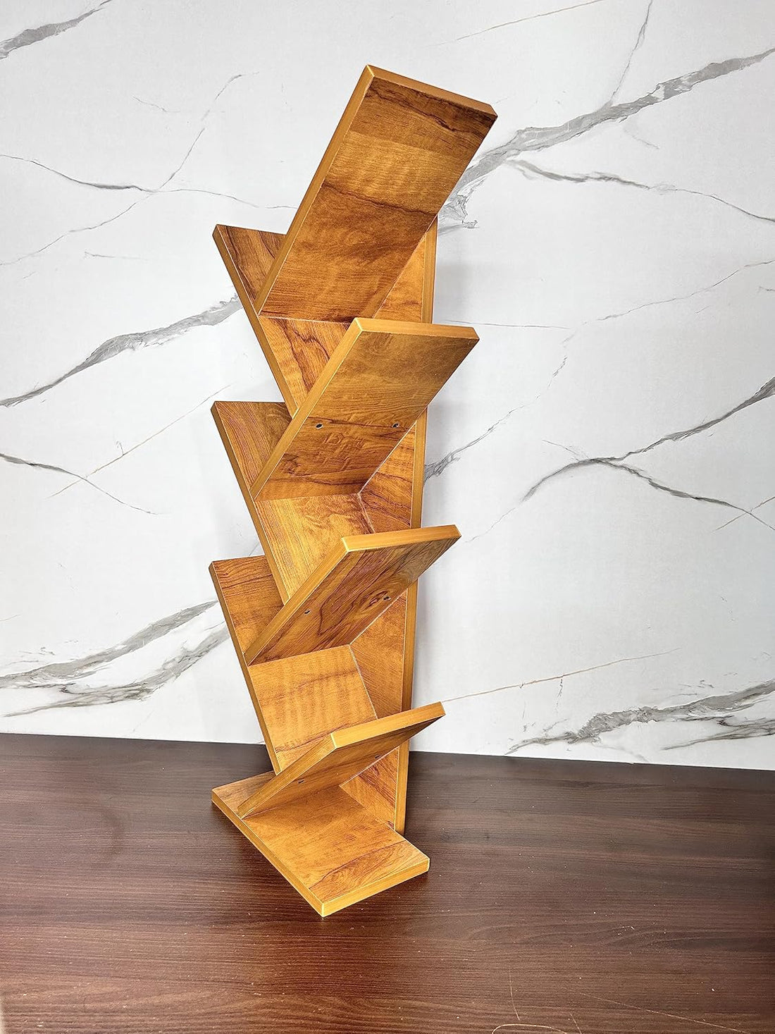 Wooden Tree Bookshelf – Freestanding Book Rack for Home & Office | 7-Tier V-Shaped Book Holder
