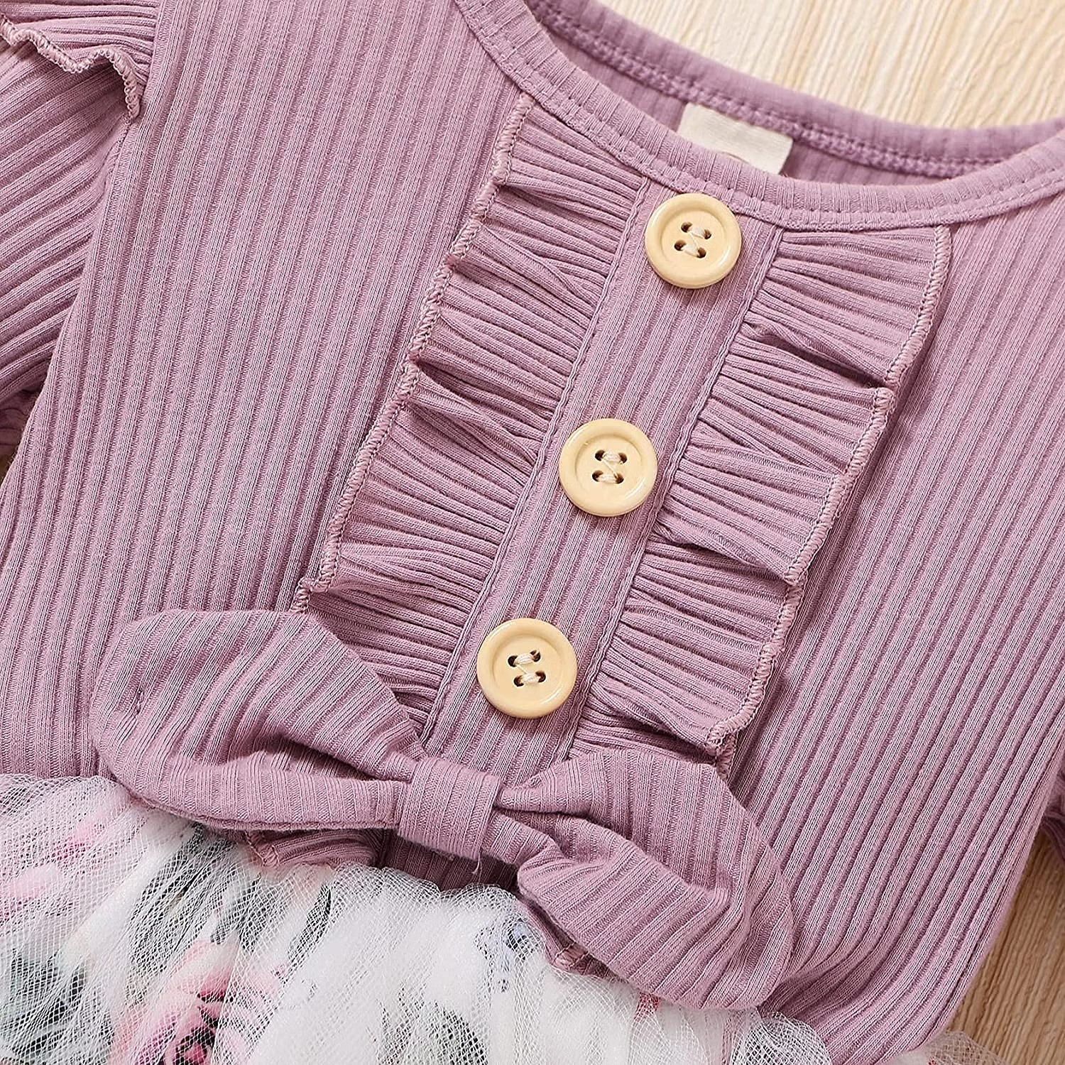 Elegant Baby Girl Dress with Floral Skirt & Bow