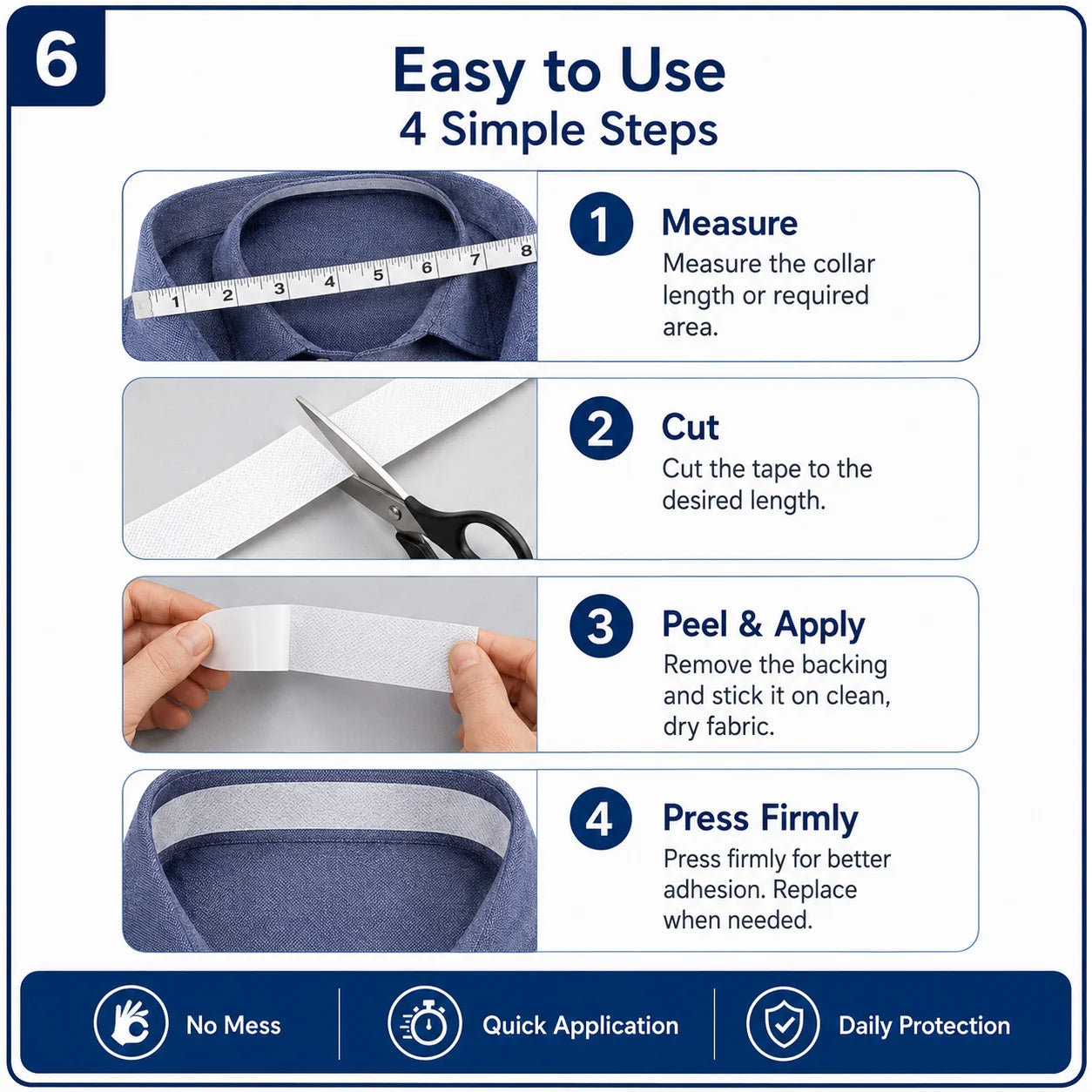 Anti-Sweat Stain Collar Protector & Neck Lining Tape