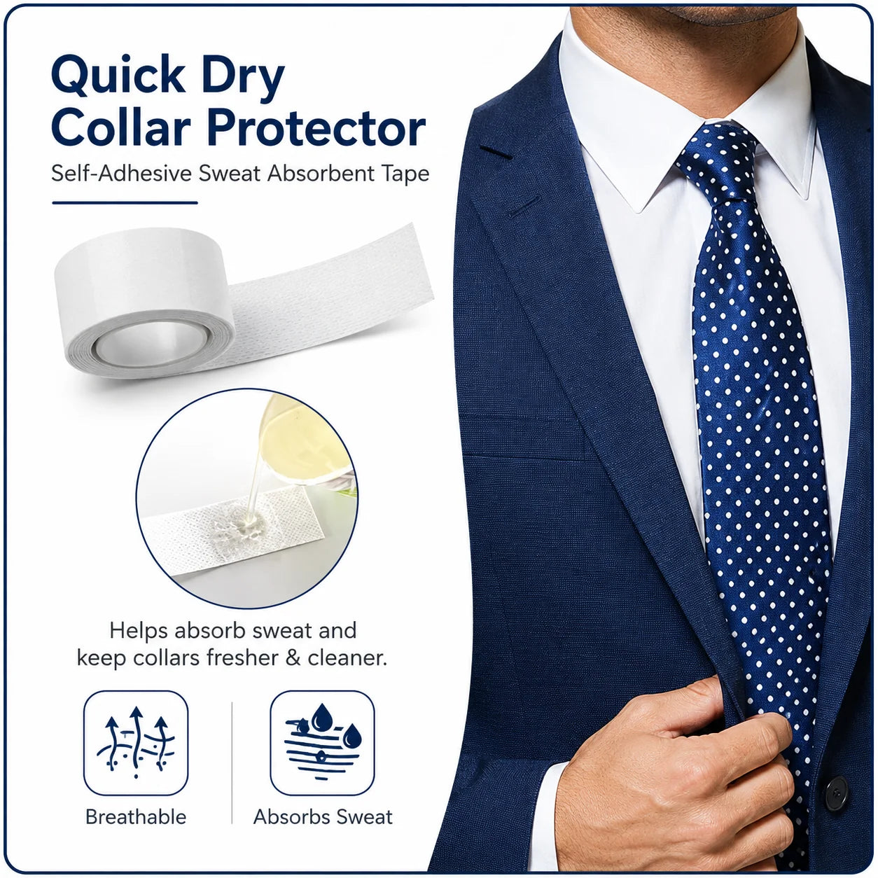Anti-Sweat Stain Collar Protector & Neck Lining Tape