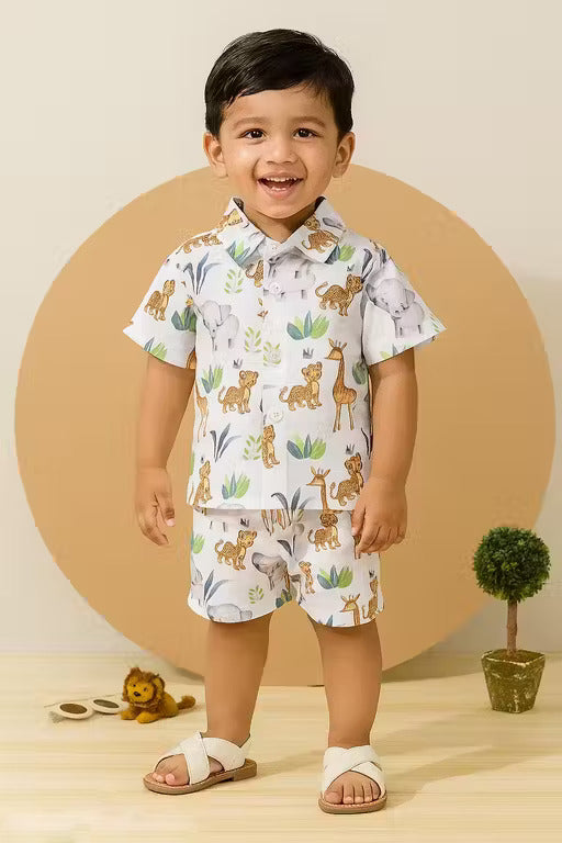 SAFARI SHIRT AND SHORTS Kids PRINTED Clothing CORD SET BOYS