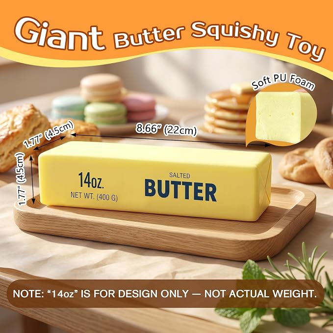 Realistic Butter Squishy Toy – Slow Rising Squeeze Sensory Fidget