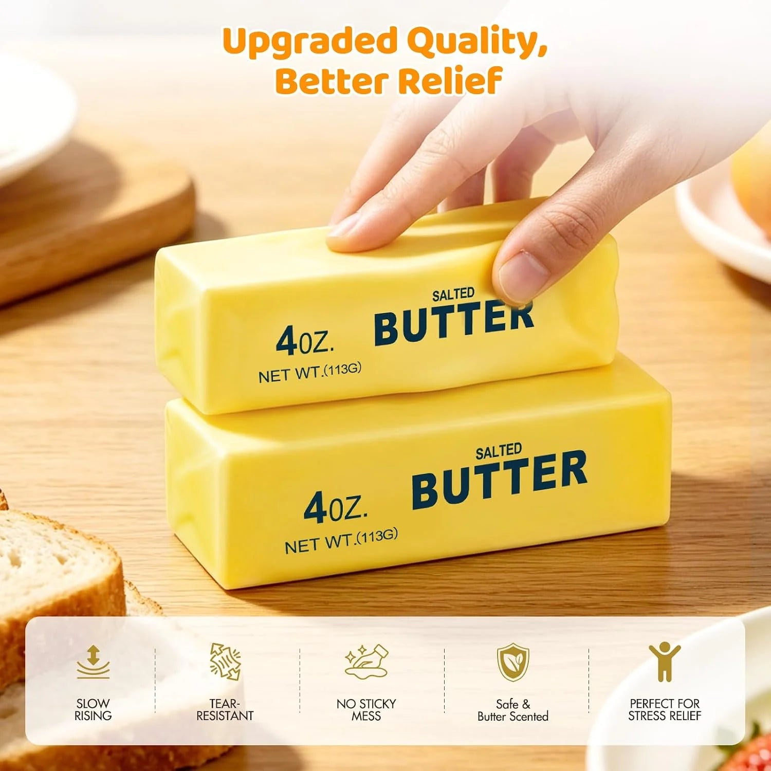 Realistic Butter Squishy Toy – Slow Rising Squeeze Sensory Fidget