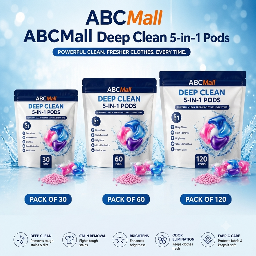 ABCMall Deep Clean 5-in-1 Pods | FreshGuard Laundry Power Detergent Pods