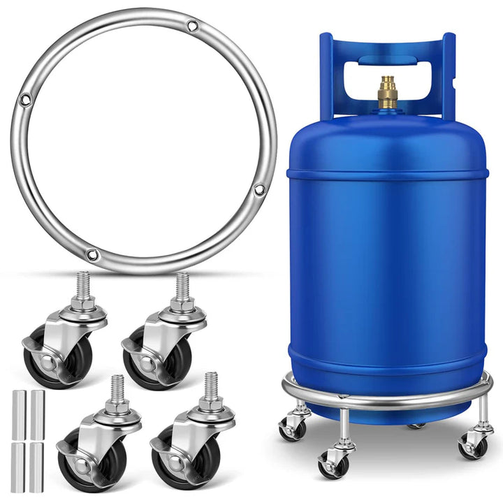 Stainless Steel Gas Cylinder Trolley Stand with 4 Wheels