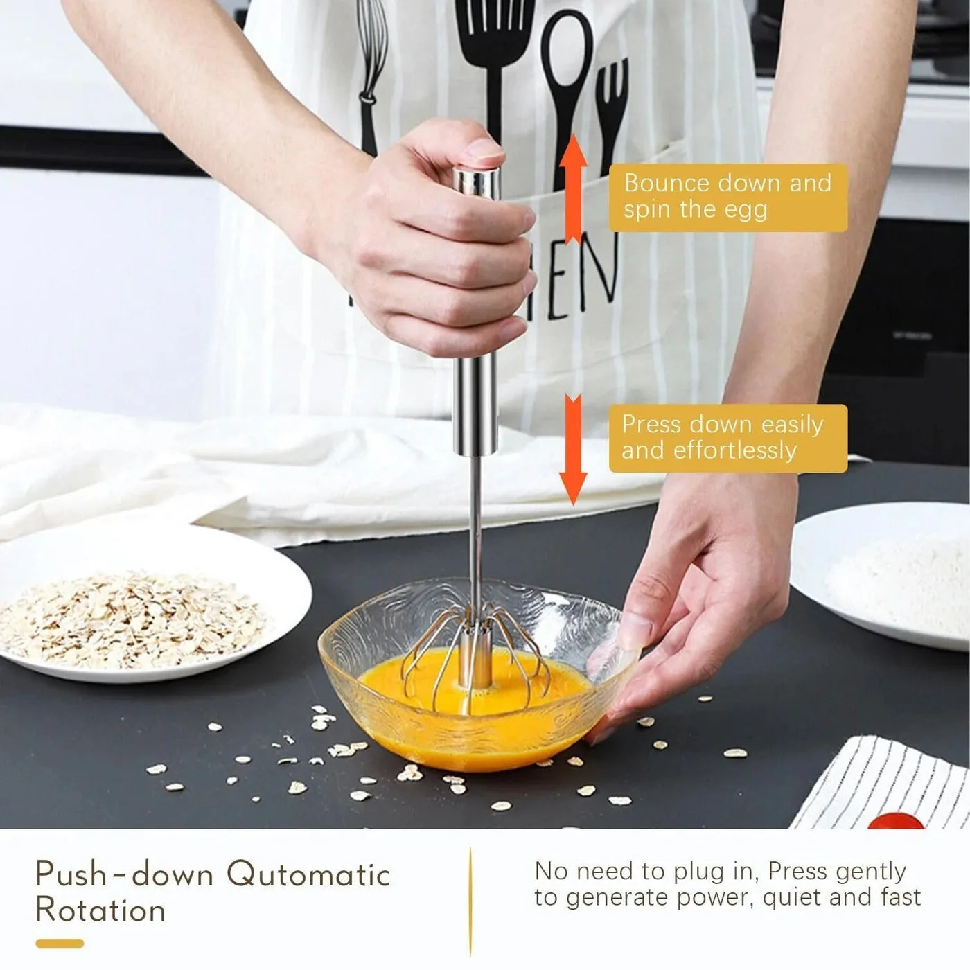Effortless Cooking Combo: Hand-Press Spiral Beater & Bottle Opener Fruit-Vegetable Peeler