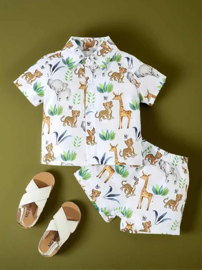 SAFARI SHIRT AND SHORTS Kids PRINTED Clothing CORD SET BOYS