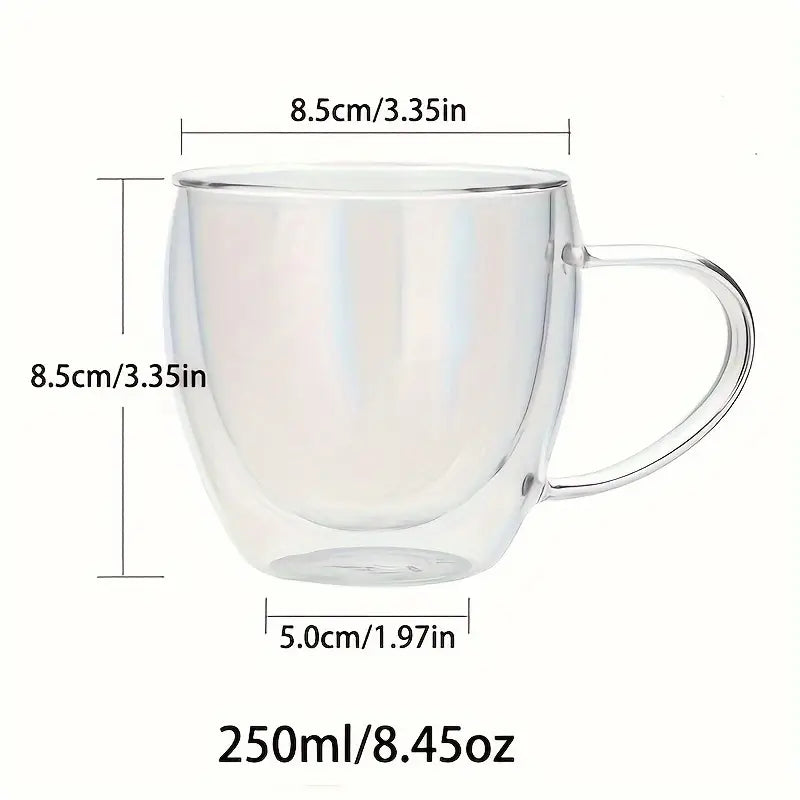 Transparent Double Wall Glass Coffee Mug – Heat Resistant Insulated Cup (Buy 1 Get 1 Free) 250 ml