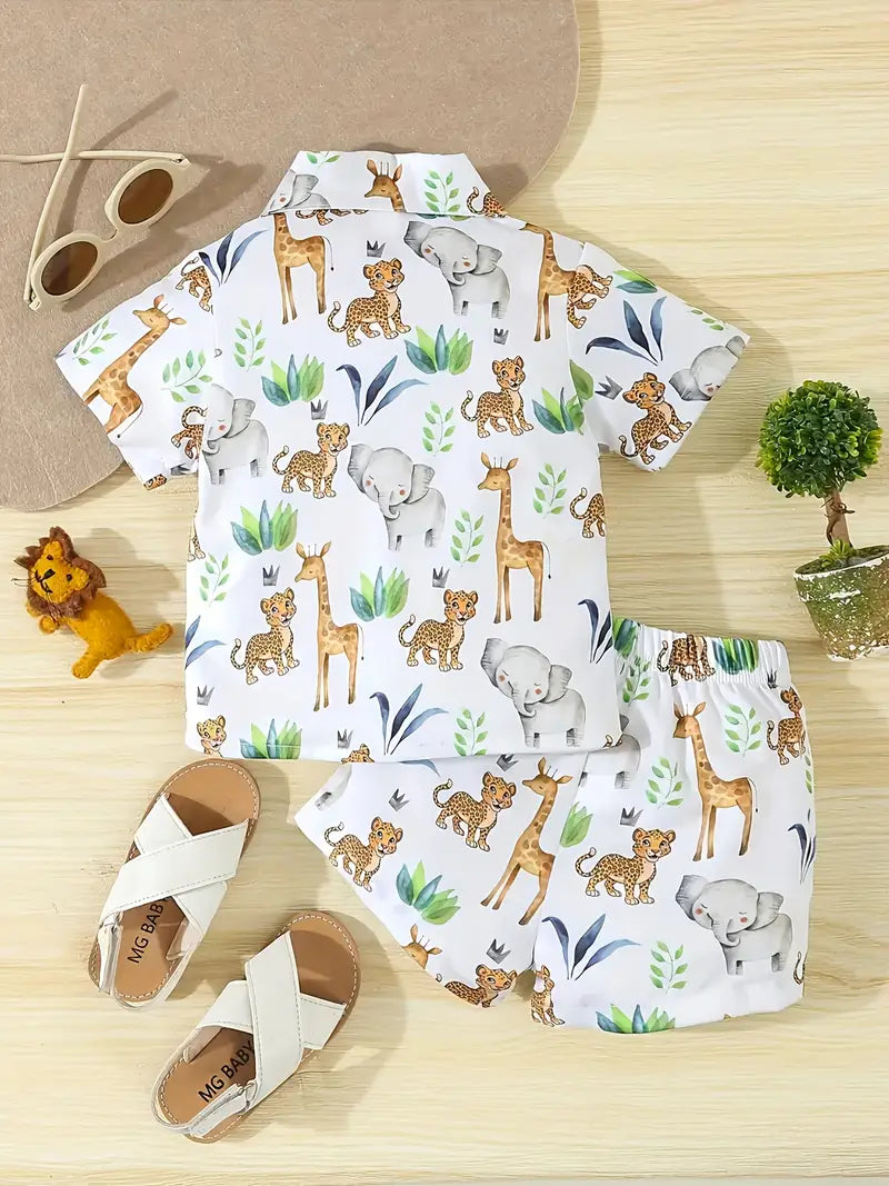 SAFARI SHIRT AND SHORTS Kids PRINTED Clothing CORD SET BOYS