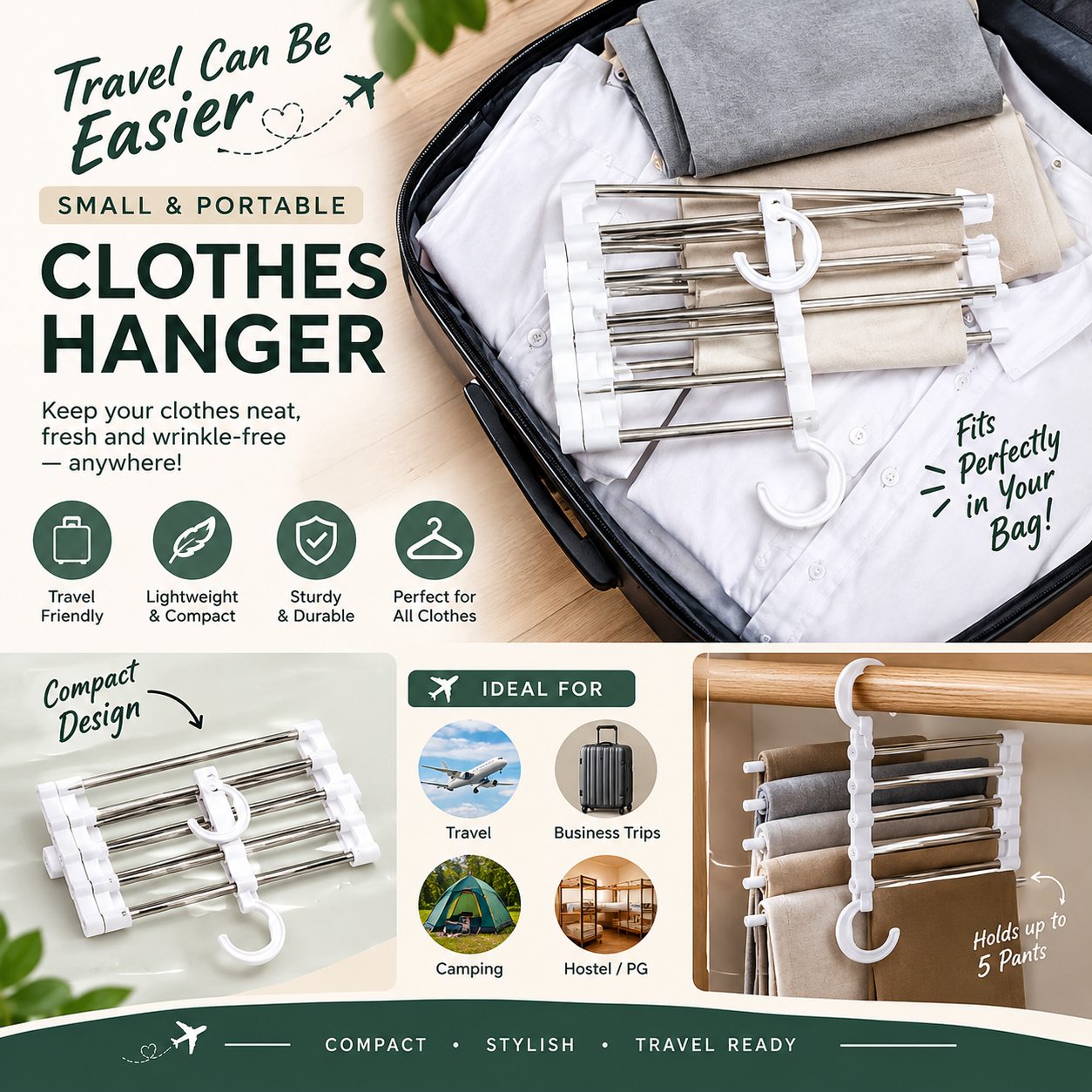 5-in-1 Space-Saving Cloth Hanger