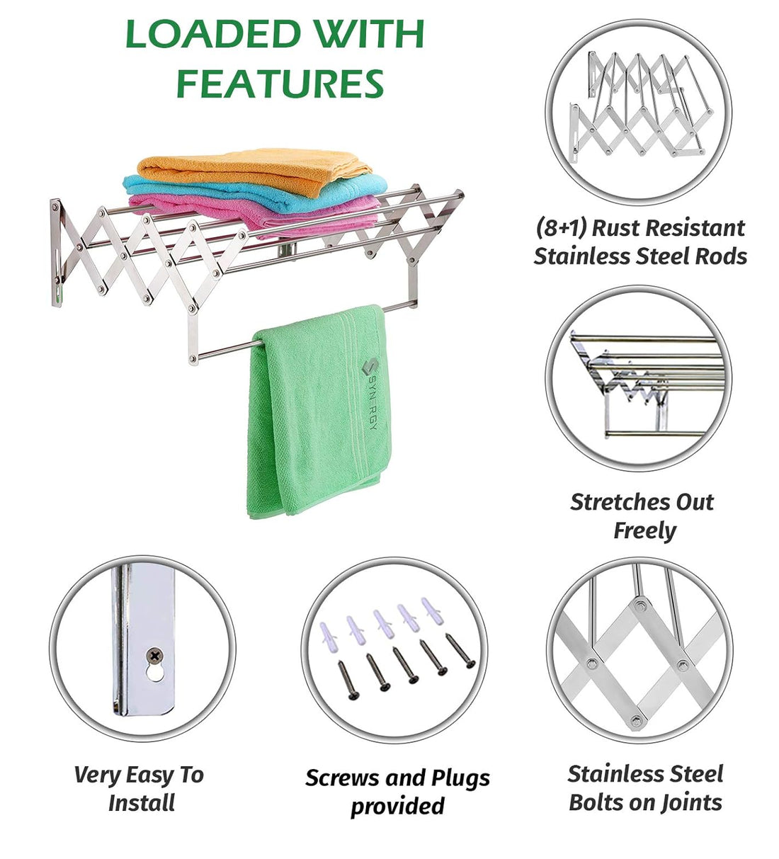 Foldable Wall Mount Cloth Dryer Racks